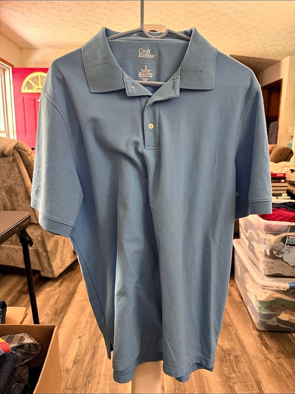 Croft & Barrow Easy Care Pique Polo Shirt Blue